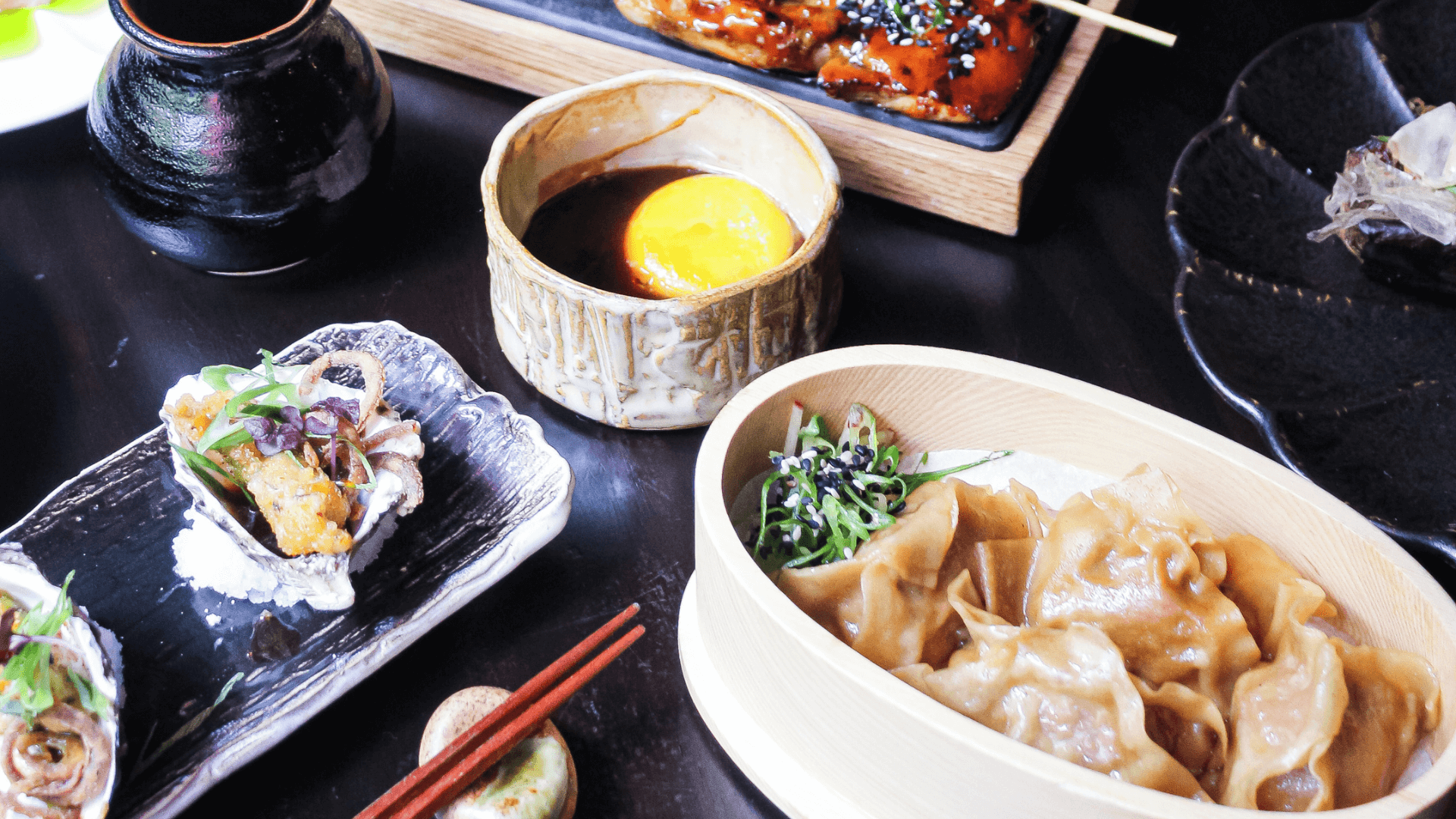 Must-have reservations in February. Asian cuisine on a table.